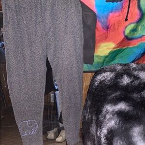 Gray Sweatpants with Elastic Waistband and Relaxed Fit